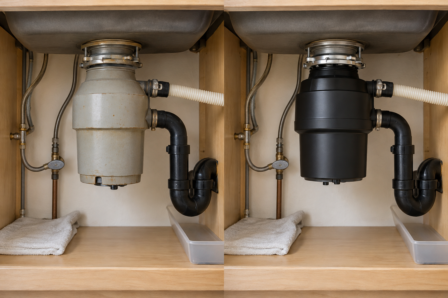 AI-generated before and after illustration of garbage disposal