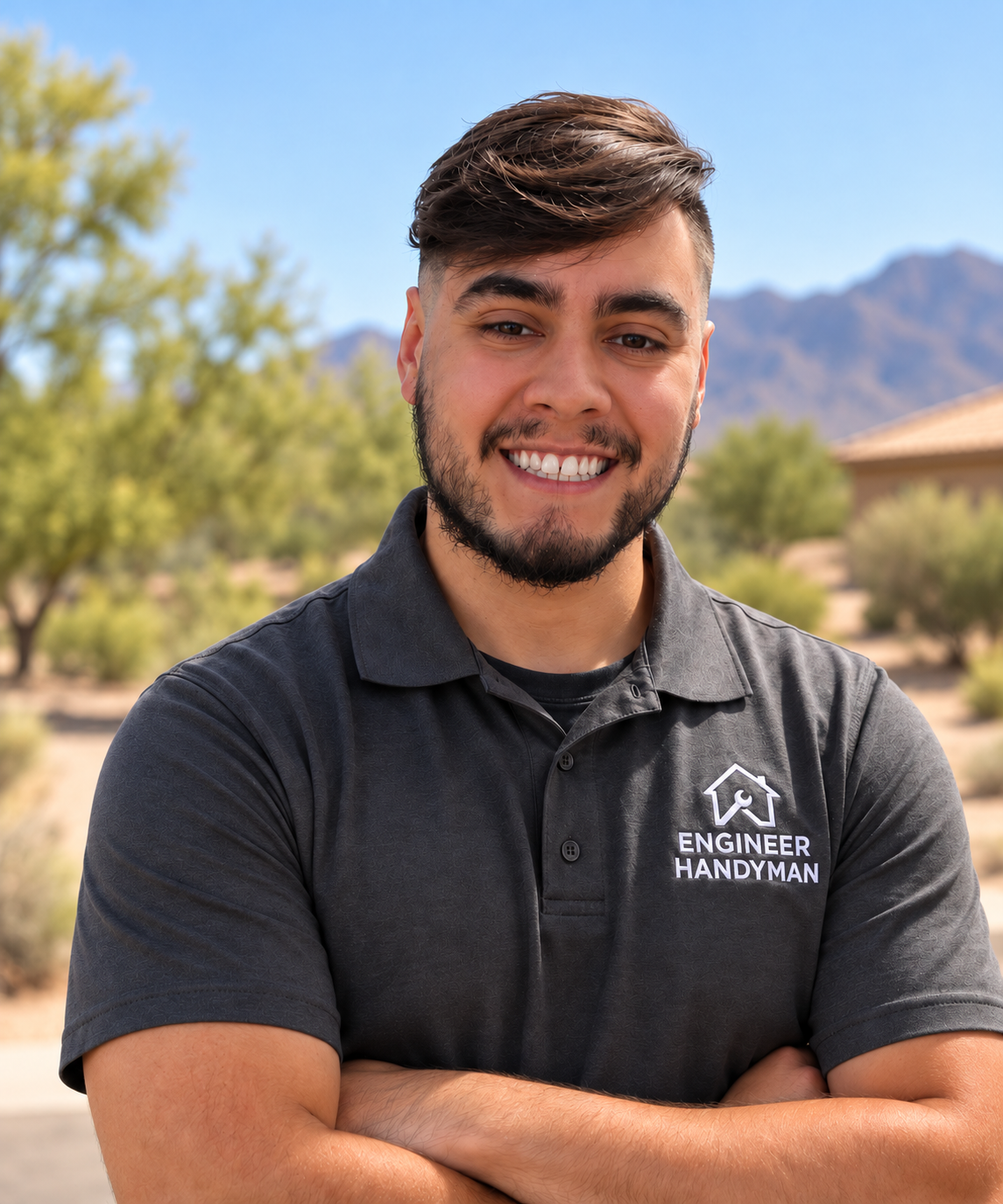 Luis smiling in the Tucson desert
